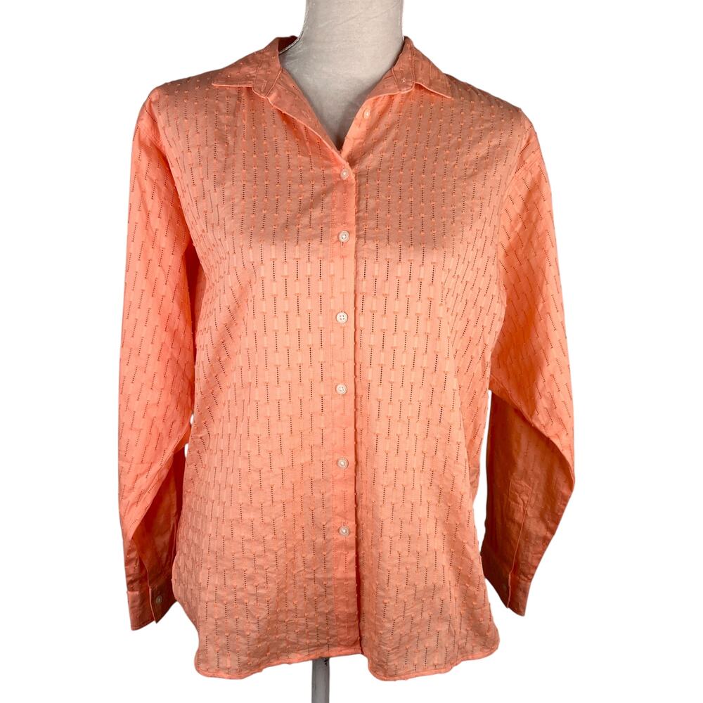 LOFT Button Down Shirt Peach Textured Small New